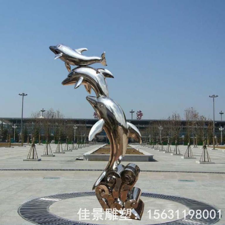 跳躍海豚不銹鋼街邊雕塑