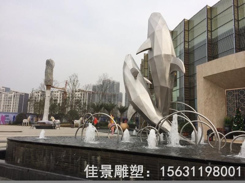 不銹鋼海豚幾何動(dòng)物雕塑