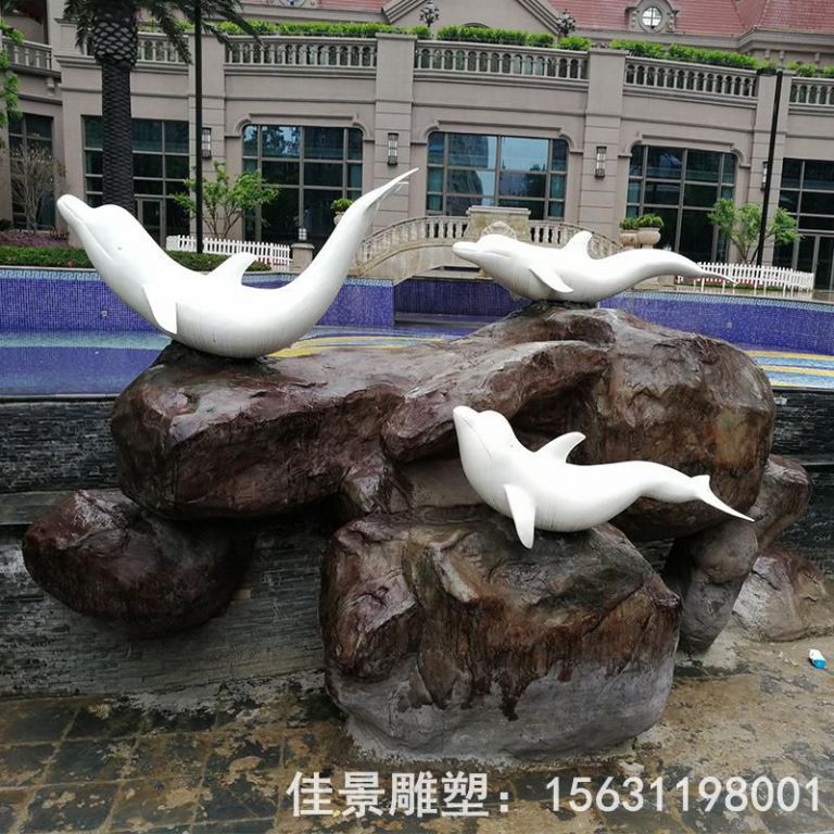 白色海豚不銹鋼景觀雕塑