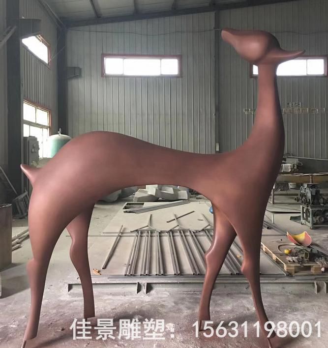 轉(zhuǎn)頭鹿抽象景觀動(dòng)物銅雕