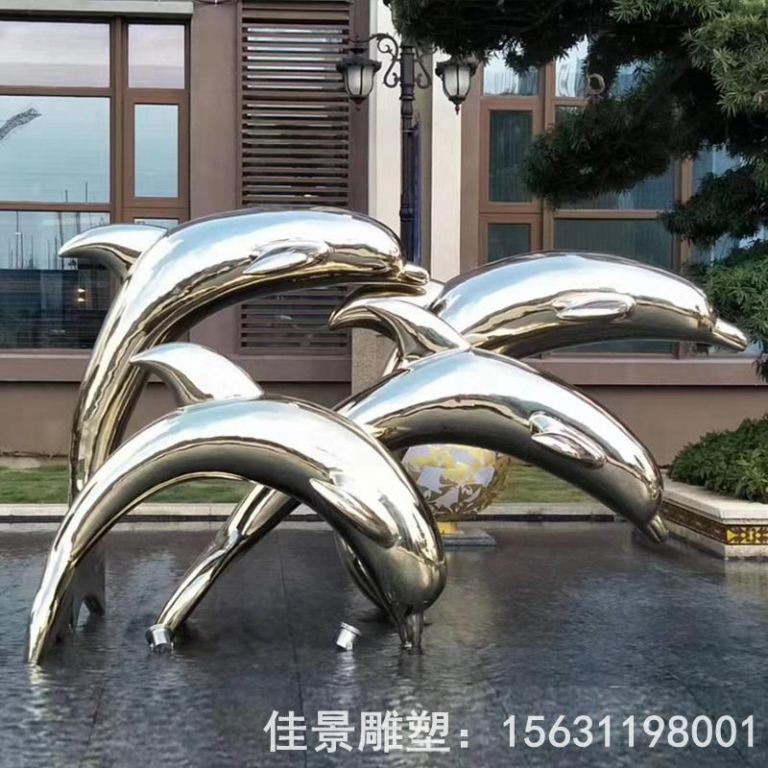 抽象海豚不銹鋼商場(chǎng)雕塑