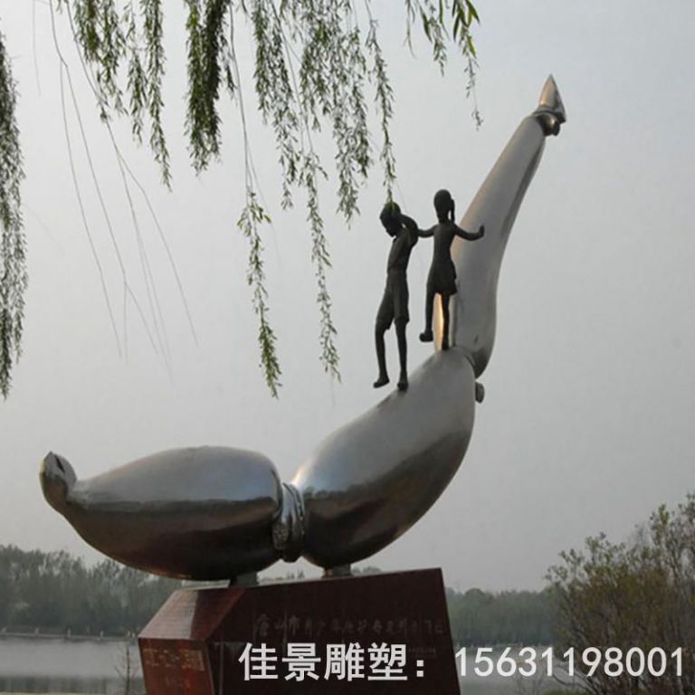抽象海豚不銹鋼景區(qū)雕塑