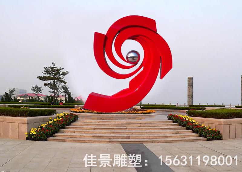 抽象不銹鋼海浪標(biāo)志雕塑