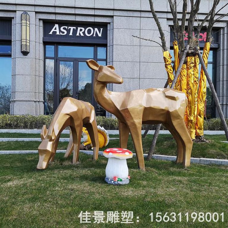 跳躍小鹿動(dòng)物抽象銅雕