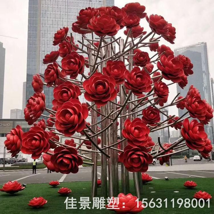 鏡面抽象花不銹鋼雕塑