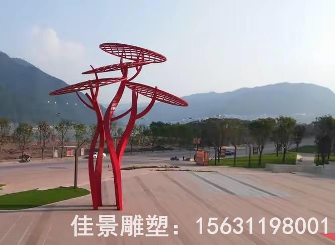 彩繪抽象樹不銹鋼雕塑
