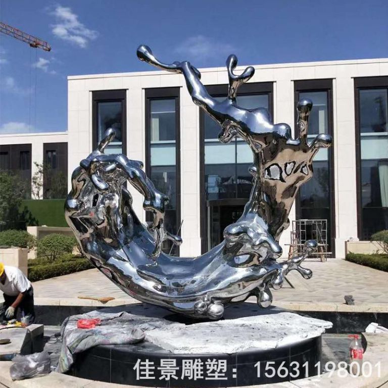 鏡面海浪標志不銹鋼雕塑