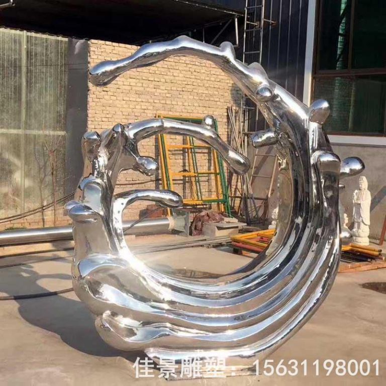 鏡面不銹鋼海浪景觀雕塑