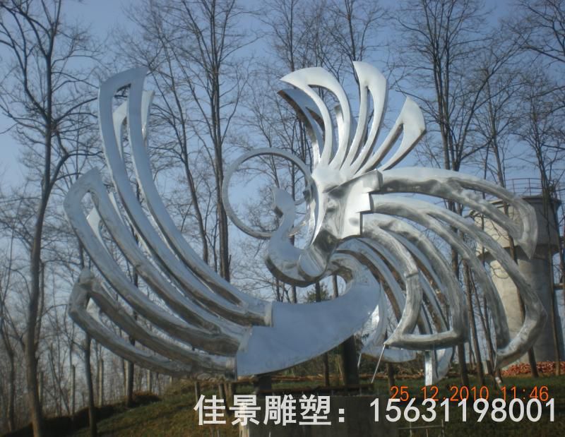 不銹鋼抽象鳳凰小區(qū)雕塑