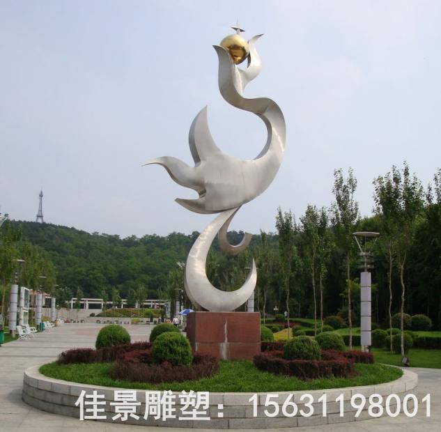 不銹鋼抽象鳳凰小區(qū)雕塑