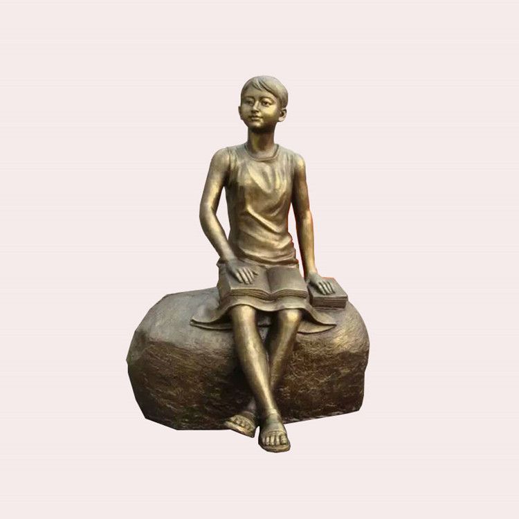 看書小女孩校園銅雕