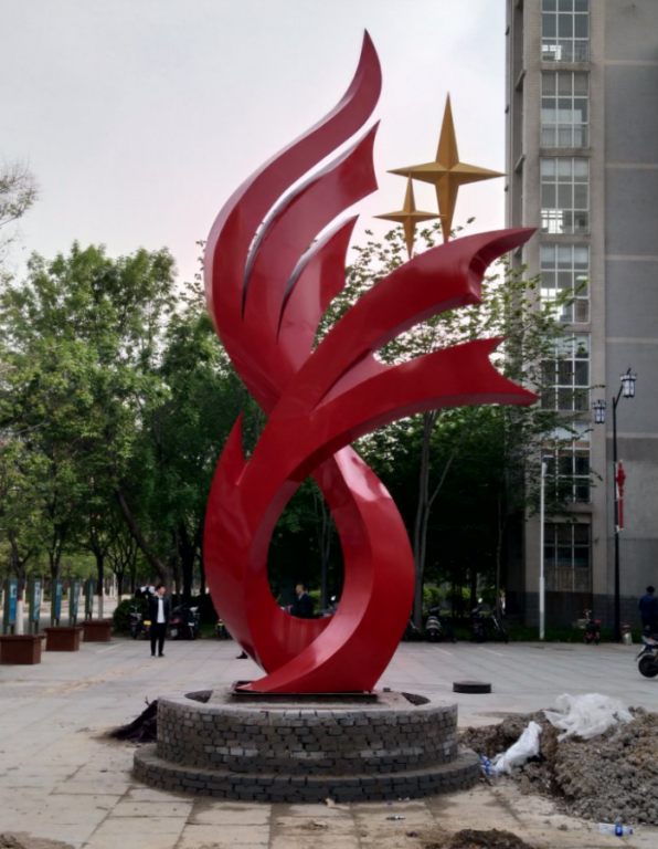 紅色標志不銹鋼抽象雕塑