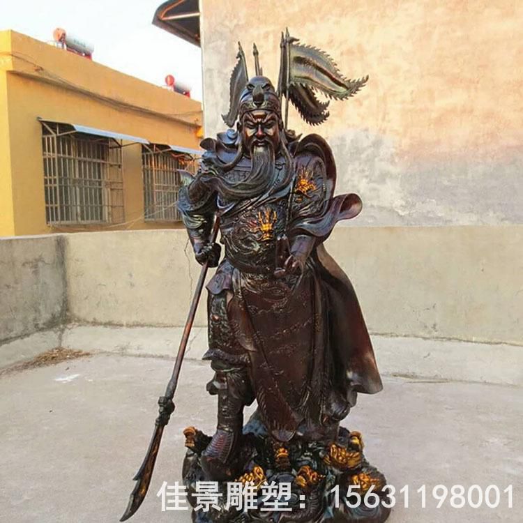 紅銅色關(guān)公景觀銅雕