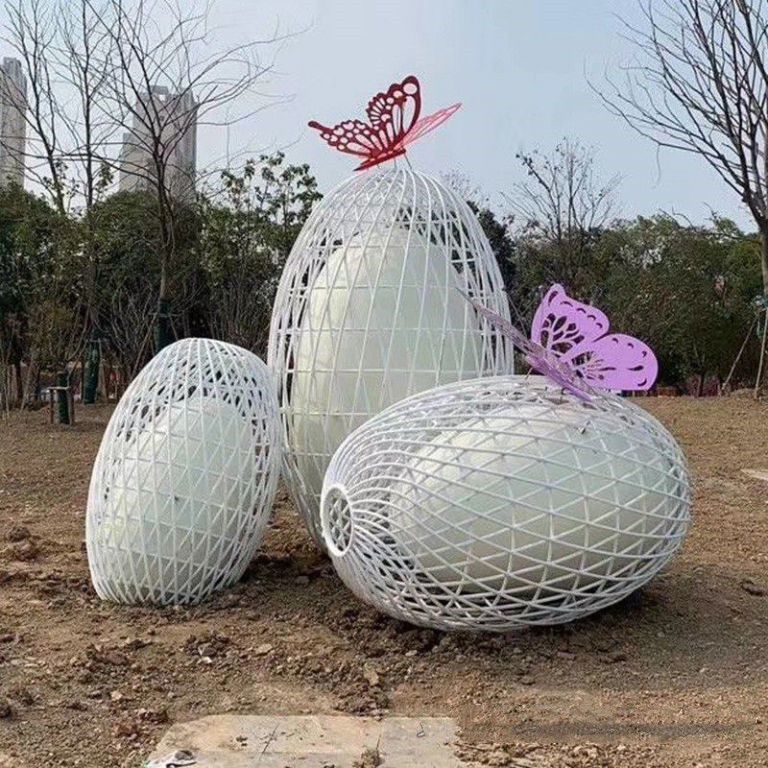不銹鋼廣場雞蛋景觀雕塑