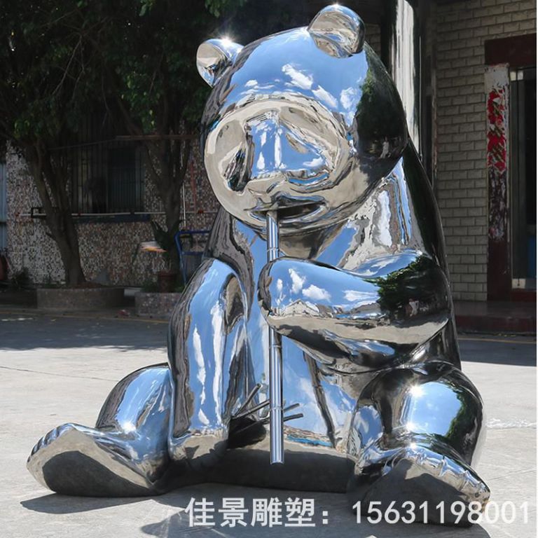 不銹鋼鏡面熊動(dòng)物雕塑