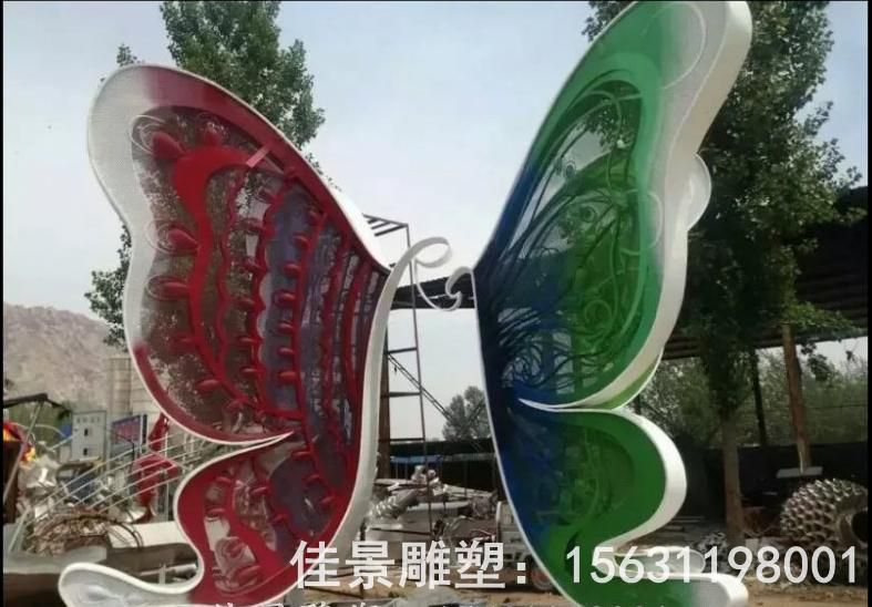 彩繪蝴蝶標(biāo)志不銹鋼雕塑