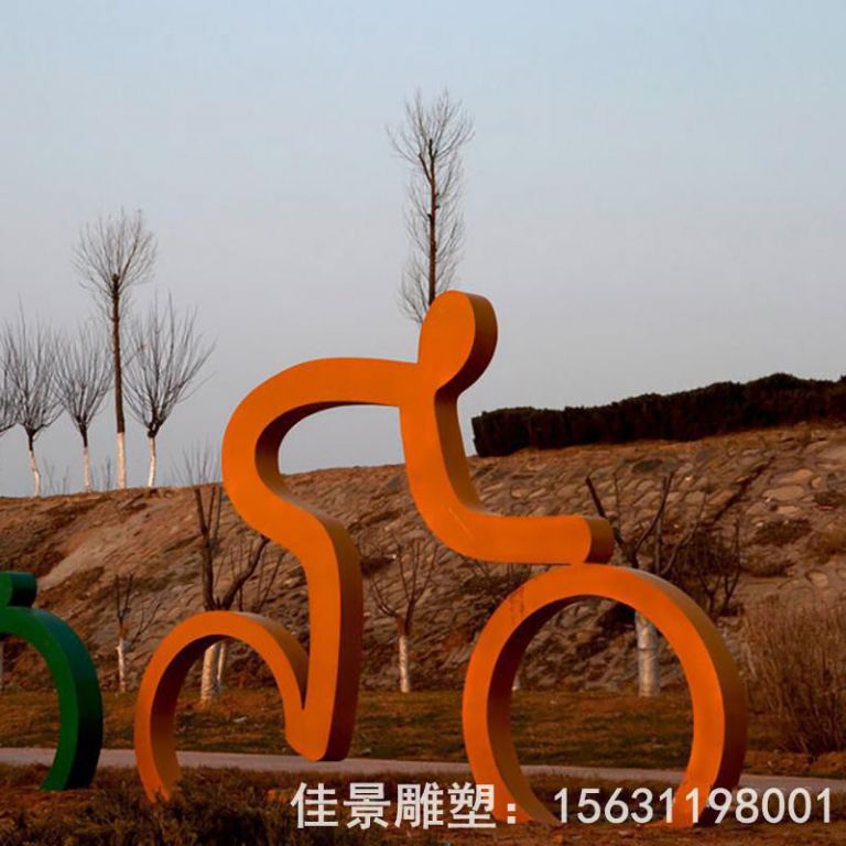 紅色自行車(chē)園林不銹鋼雕塑