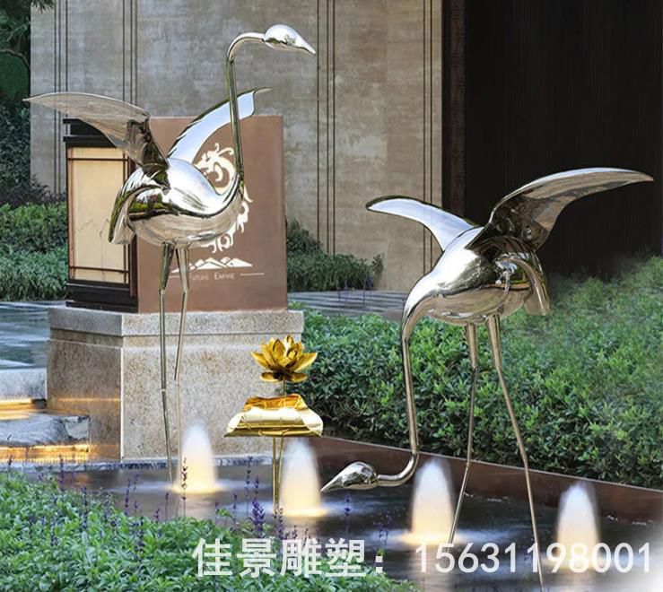 云中白鶴不銹鋼鏡面雕塑