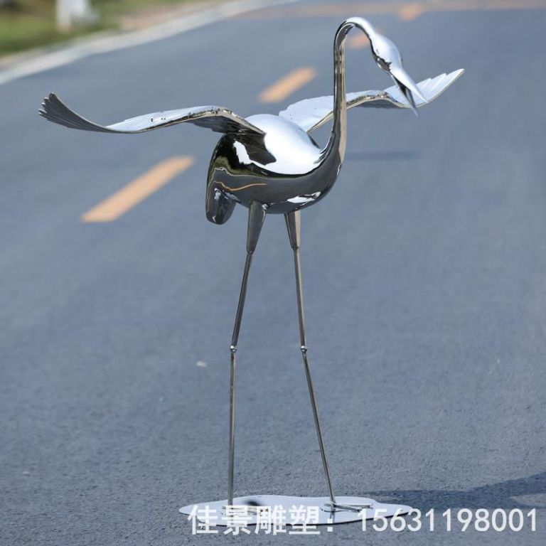 站姿仙鶴不銹鋼動物雕塑