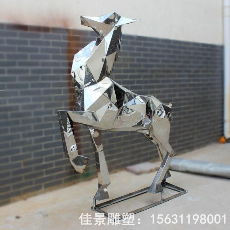 不銹鋼動物鹿幾何雕塑
