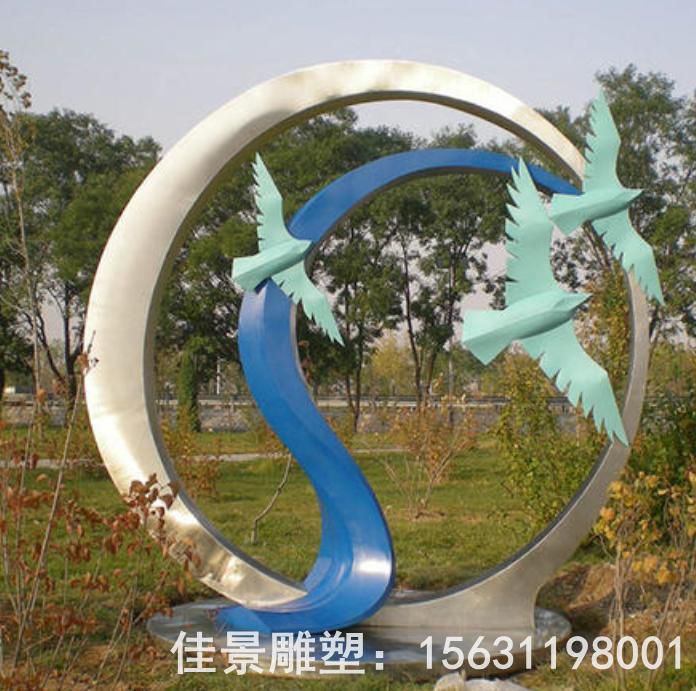 彩繪抽象鴿子不銹鋼雕塑
