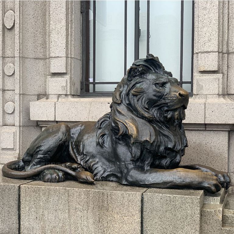 臥姿獅子商場動(dòng)物銅雕