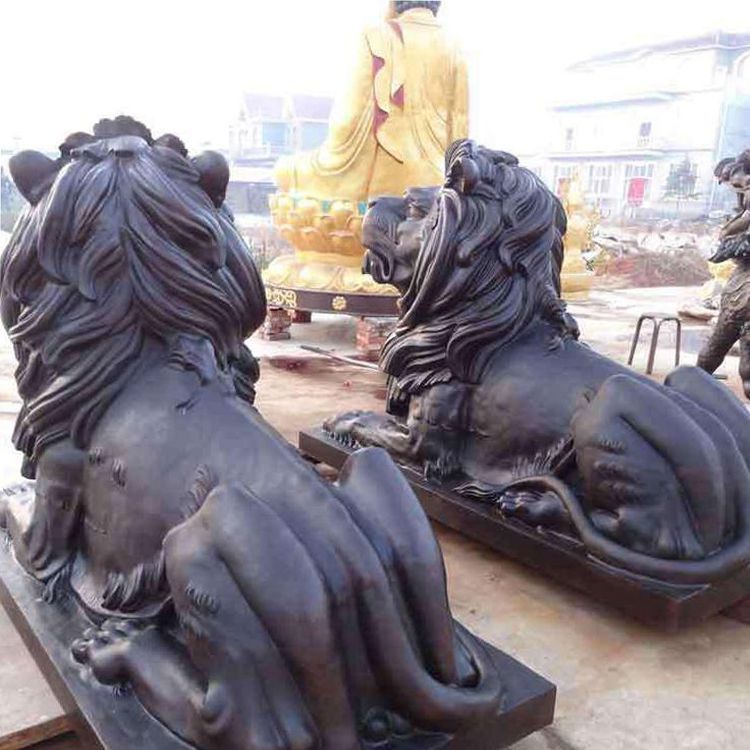 臥姿獅子公園動(dòng)物銅雕