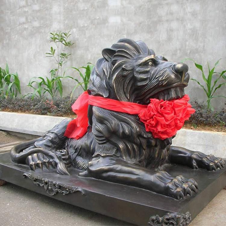 臥姿獅子校園動(dòng)物銅雕