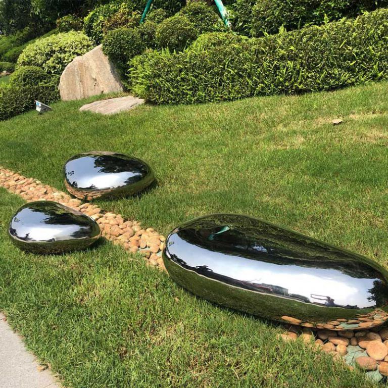 鏡面鵝卵石公園不銹鋼雕塑