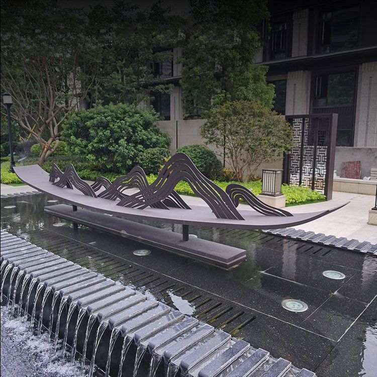 抽象船城市不銹鋼雕塑