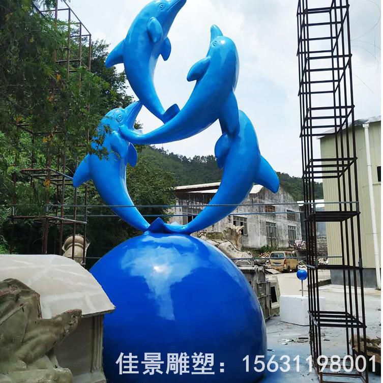 不銹鋼街邊彩繪海豚雕塑