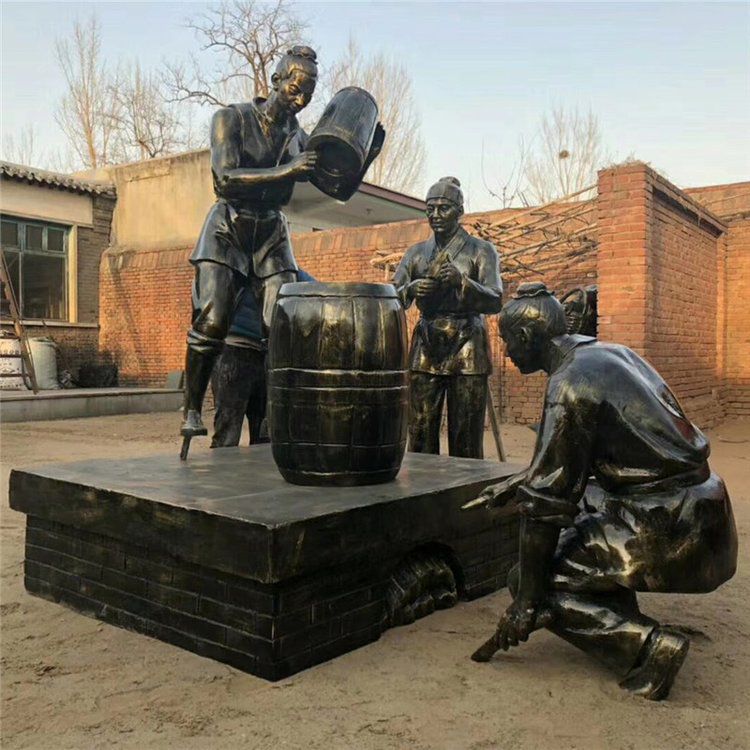 古代釀酒人物公園銅雕