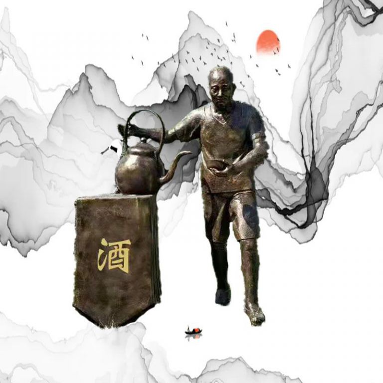 古代釀酒人物校園銅雕