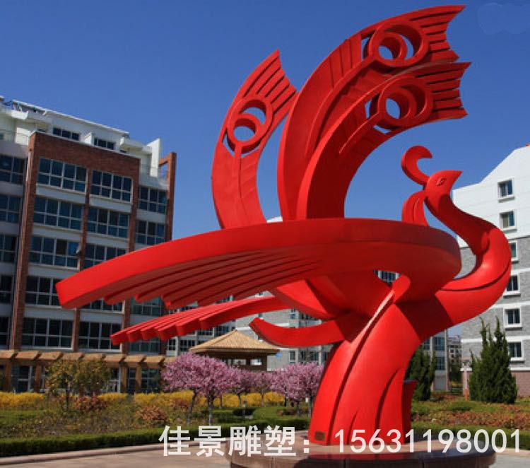 不銹鋼景區(qū)抽象鳳凰雕塑