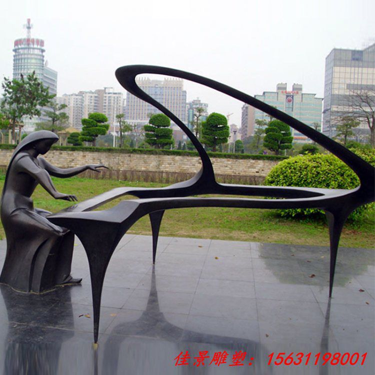 彈鋼琴人物小區(qū)景觀銅雕