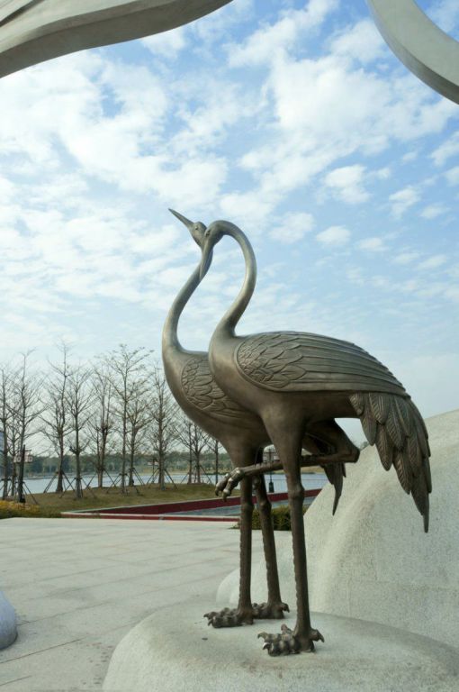 青銅仙鶴動物不銹鋼雕塑