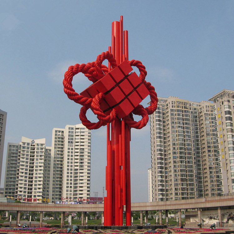 不銹鋼中國結園林雕塑