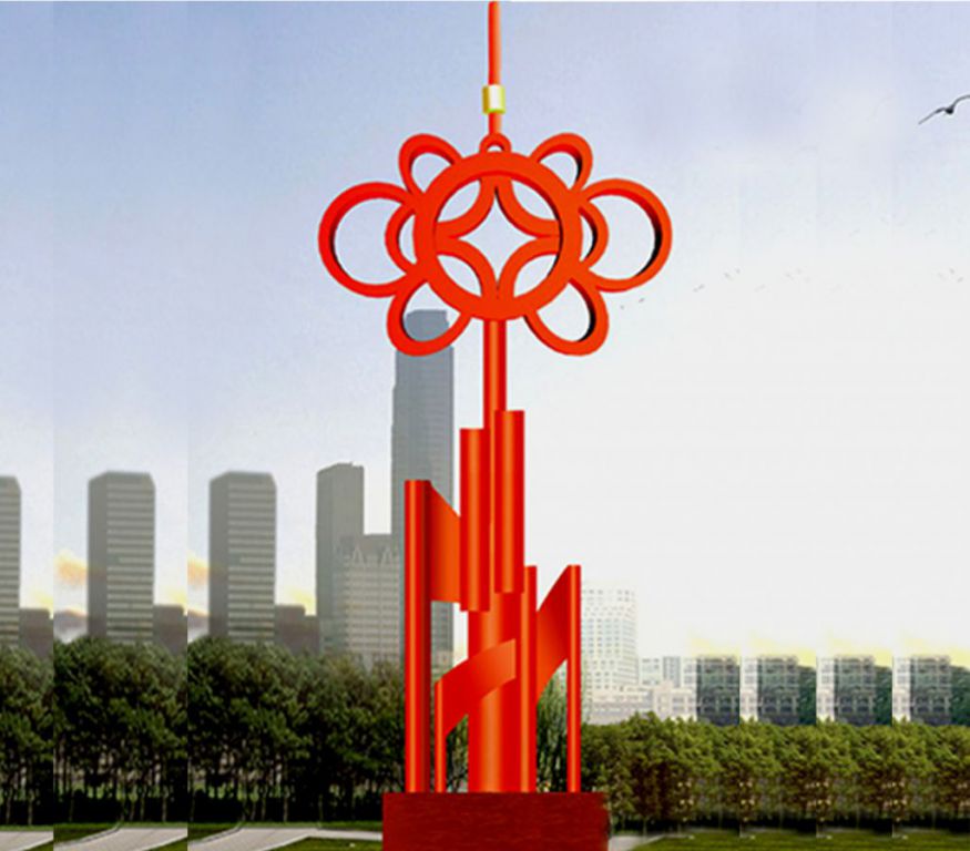 不銹鋼中國結公園雕塑