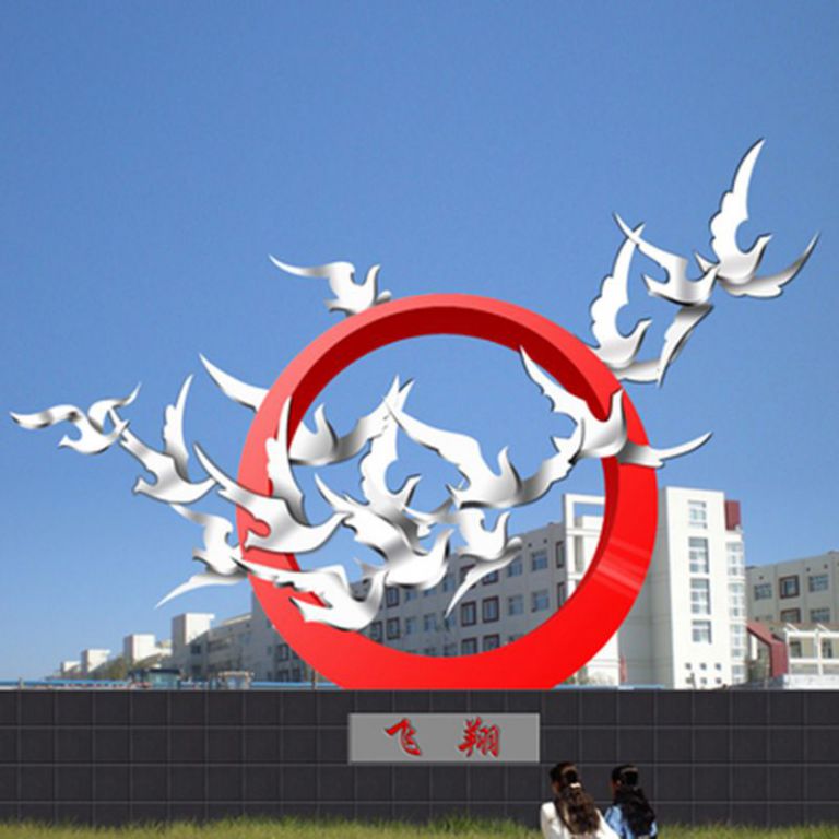 異形紅色圓環(huán)不銹鋼雕塑