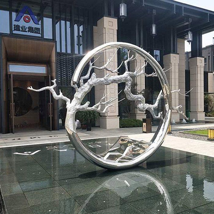 抽象樹葉不銹鋼景觀雕塑