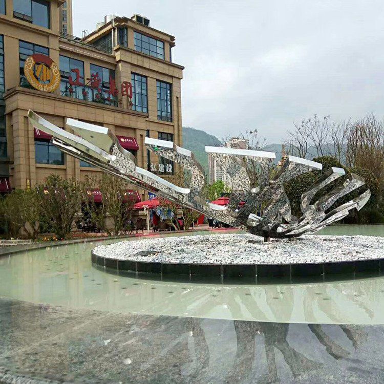 抽象樹葉標志不銹鋼雕塑