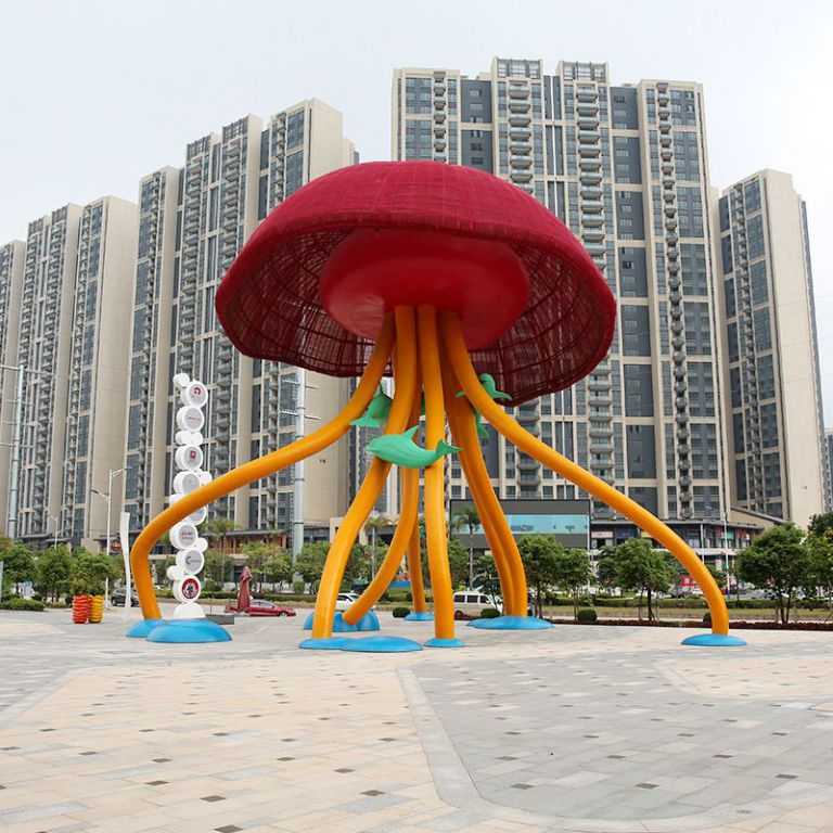 不銹鋼彩繪水母景觀(guān)雕塑