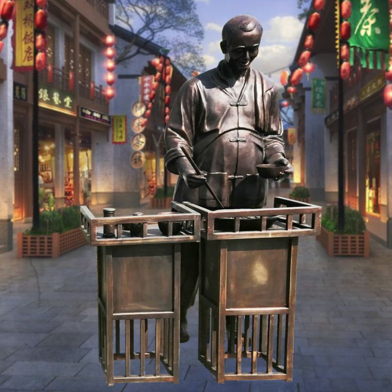 賣飯人物景觀標(biāo)志銅雕