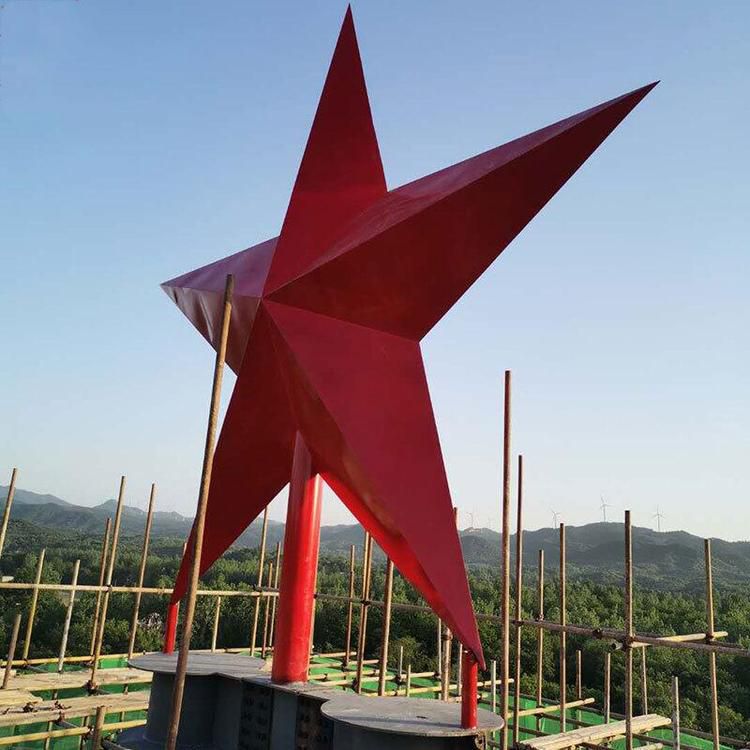 大型紅色五角星雕塑造型