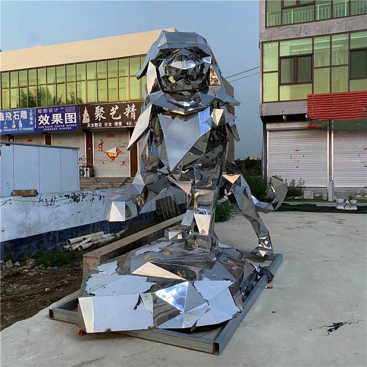 幾何獅子標(biāo)志不銹鋼雕塑