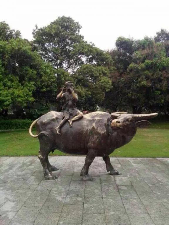民俗牧童騎牛園林銅雕