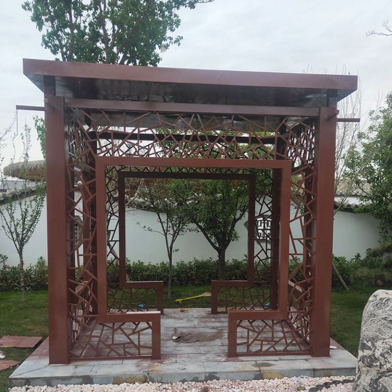 抽象鏤空廊架不銹鋼雕塑