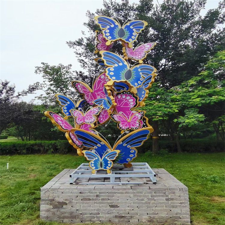 彩繪蝴蝶動(dòng)物不銹鋼雕塑