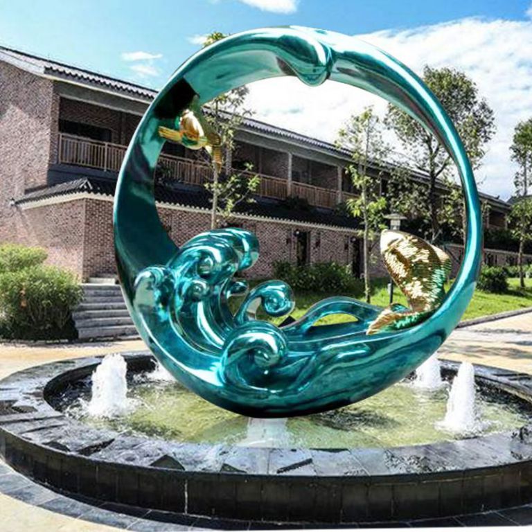 不銹鋼海浪園林景觀雕塑
