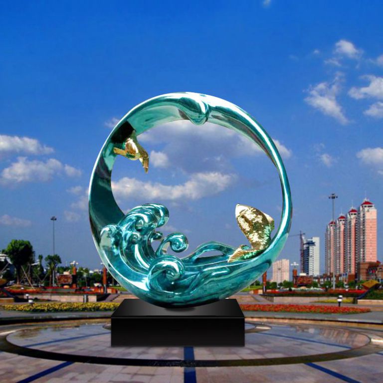 不銹鋼海浪園林景觀雕塑